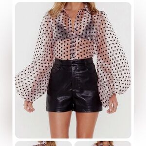 NEW NASTY GAL SPOT ENOUGH DRAMA ORGANZA BLOUSE BLUSH, S